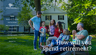 Three generations of family standing in yard of grandparents house